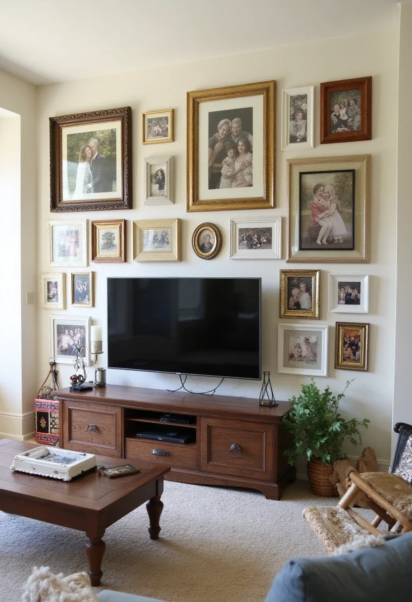 1. How to Make Your TV Wall a Gallery of Memories with Family Photo Displays