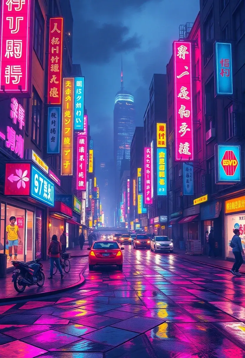 3. Urban Nightscapes Bursting with Neon Energy