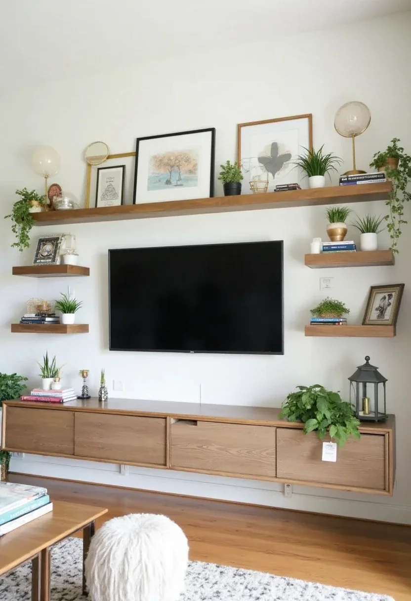 4. Use Floating Shelves to Showcase Art and Decor