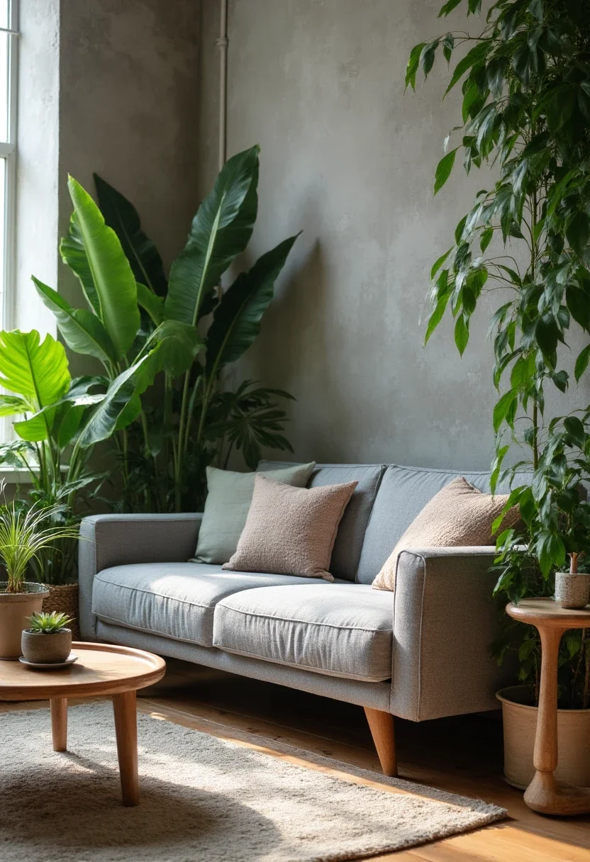 5. Incorporating Natural Elements: Bringing the Outdoors In with a Grey Sofa