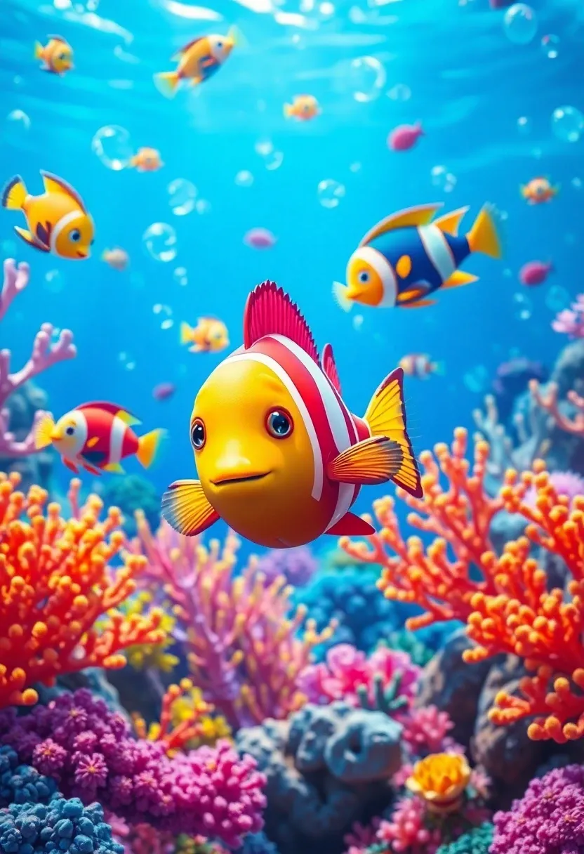 8. Whimsical Underwater World with Colorful Fish: Dive into a Dreamy Ocean Adventure