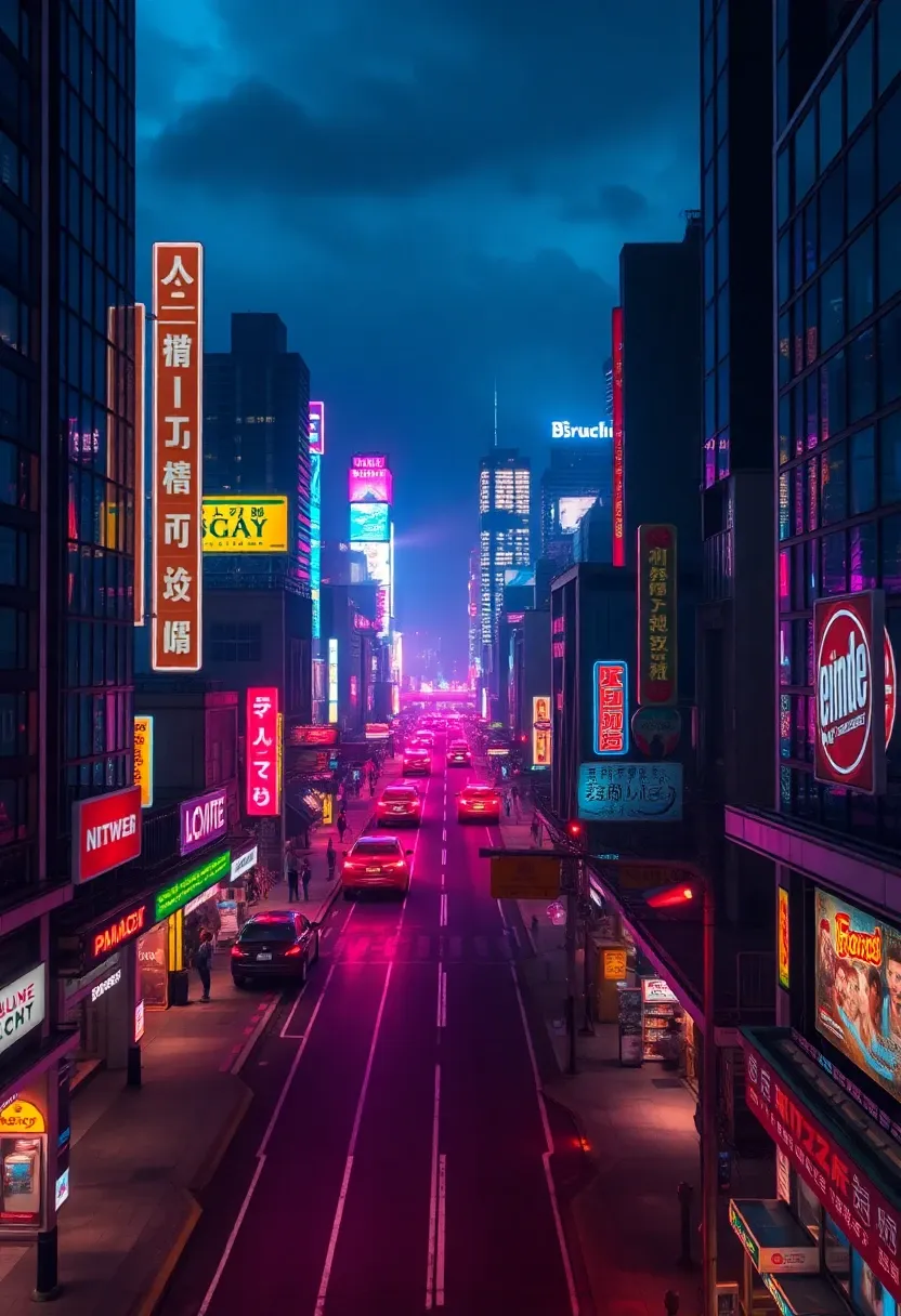 10. Dreamy Cityscape at Night with Neon Lights: Experience the Magic of Urban Life