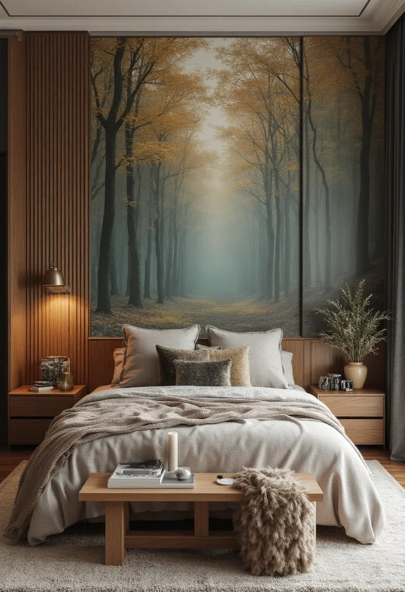 2. Enhance Your Bedroom with Forest-Themed Wallpaper