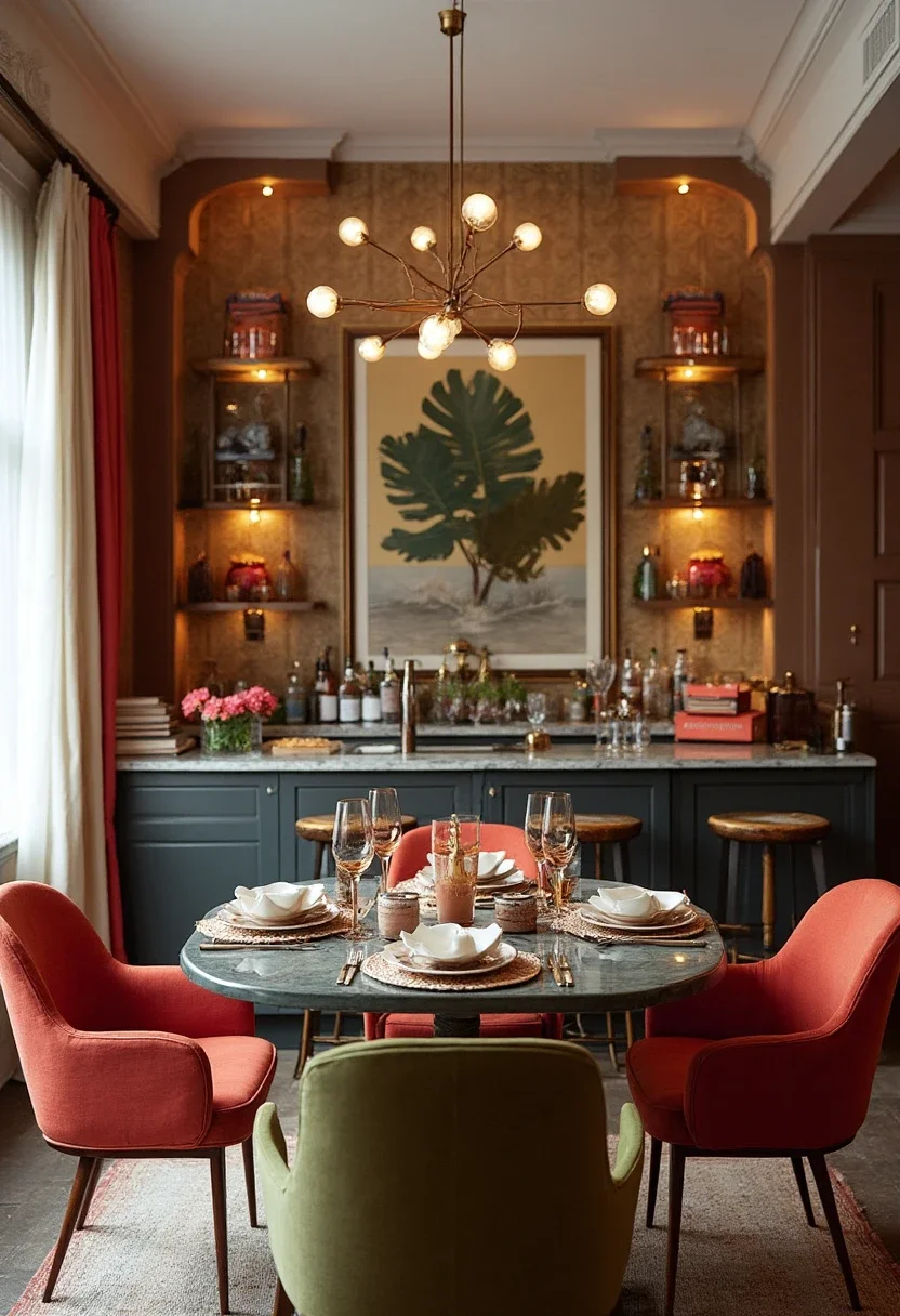 4. Vintage Glamour with a Retro-Inspired Bar
