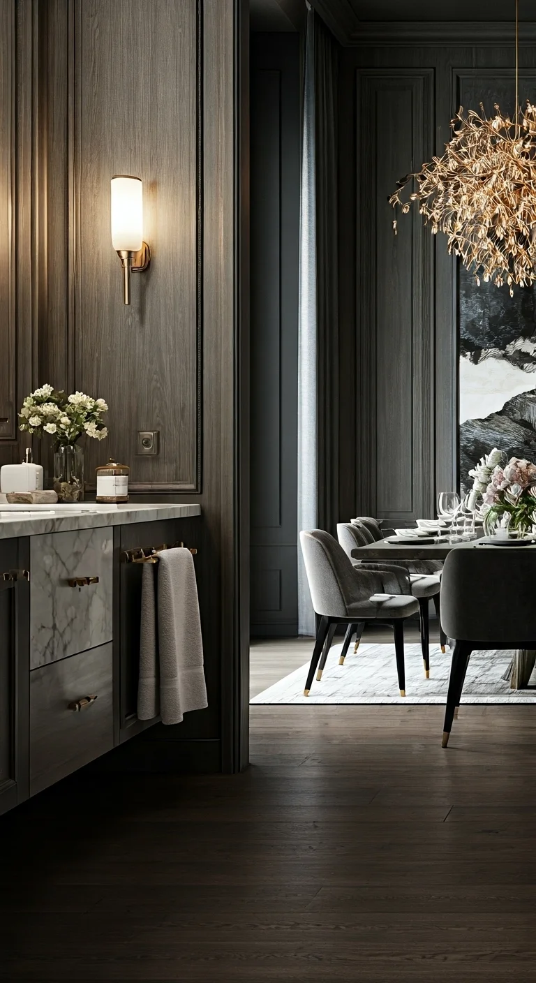 4. Modern Glamour with Marble and Gold