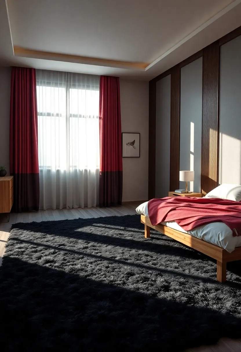 6. Rich Textures with Black Rugs