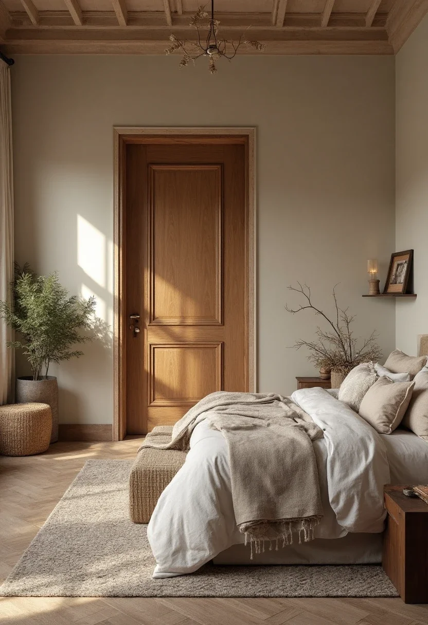 7. Enhance Warmth with a Natural Wood Door