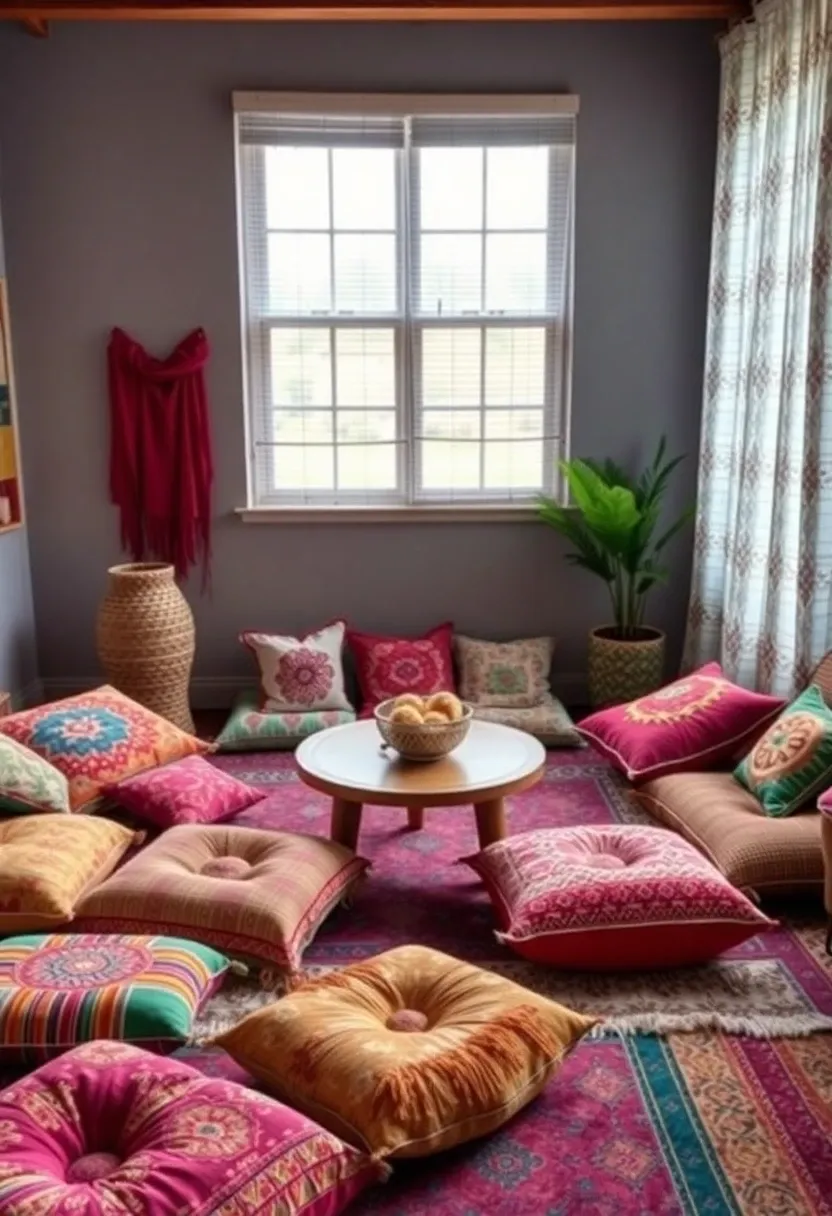 7. Introduce Floor Cushions and Poufs