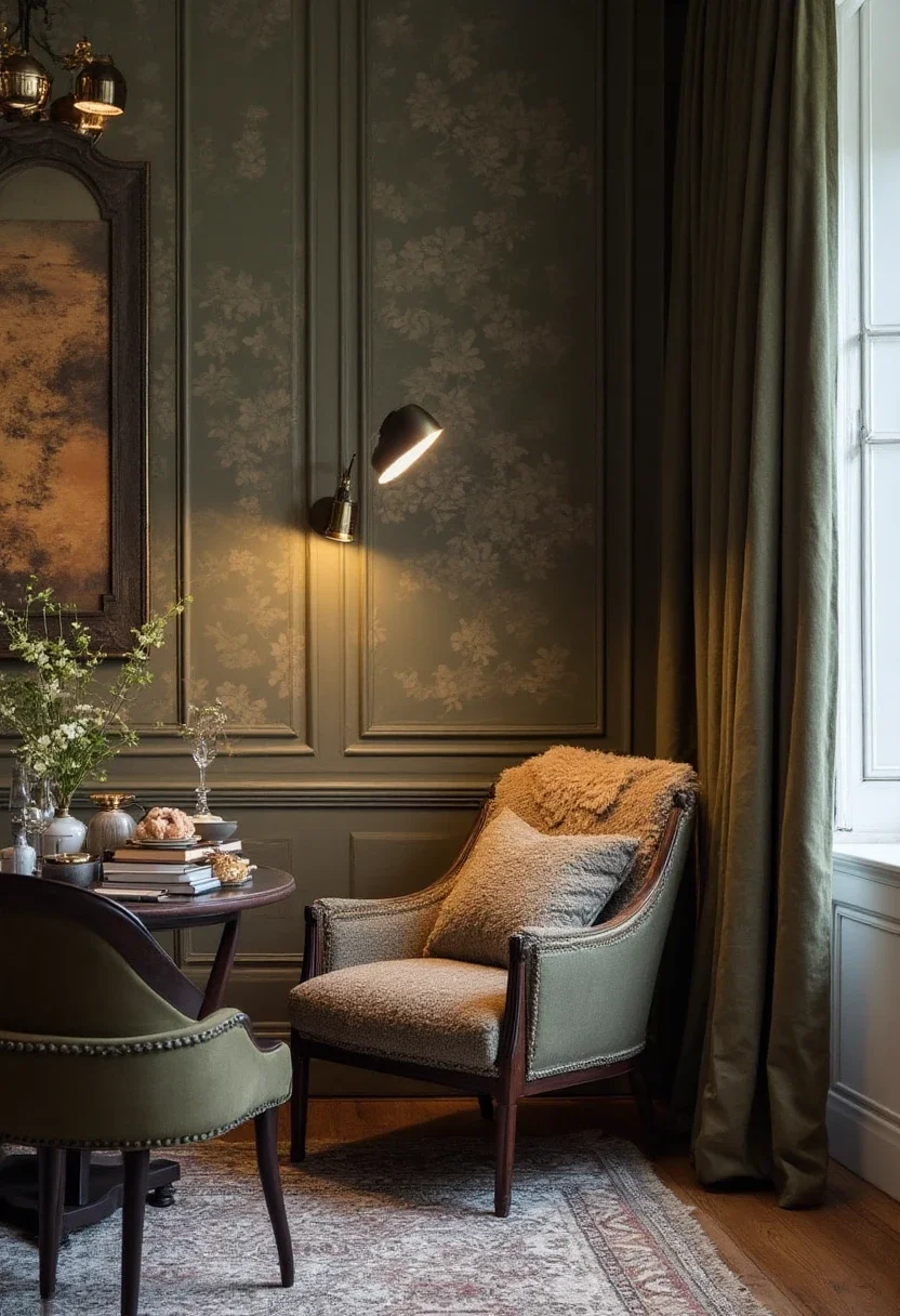 9. Cozy Reading Nook with Military-Inspired Decor