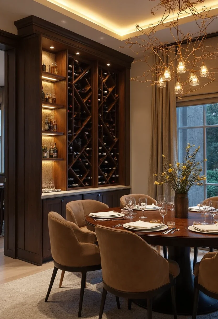 9. Elegant Wine Nook with Built-In Shelving