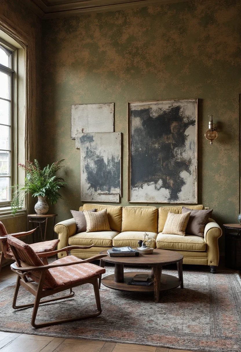 10. Eclectic Living Space with Army Accents